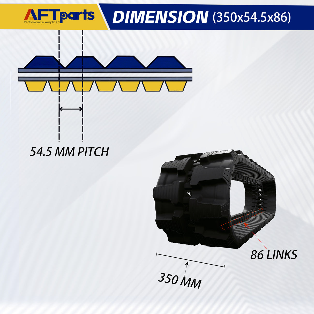 Kubota KX121-3 KX040-4 KX040-5 || Rubber Track || 350X54.5X86