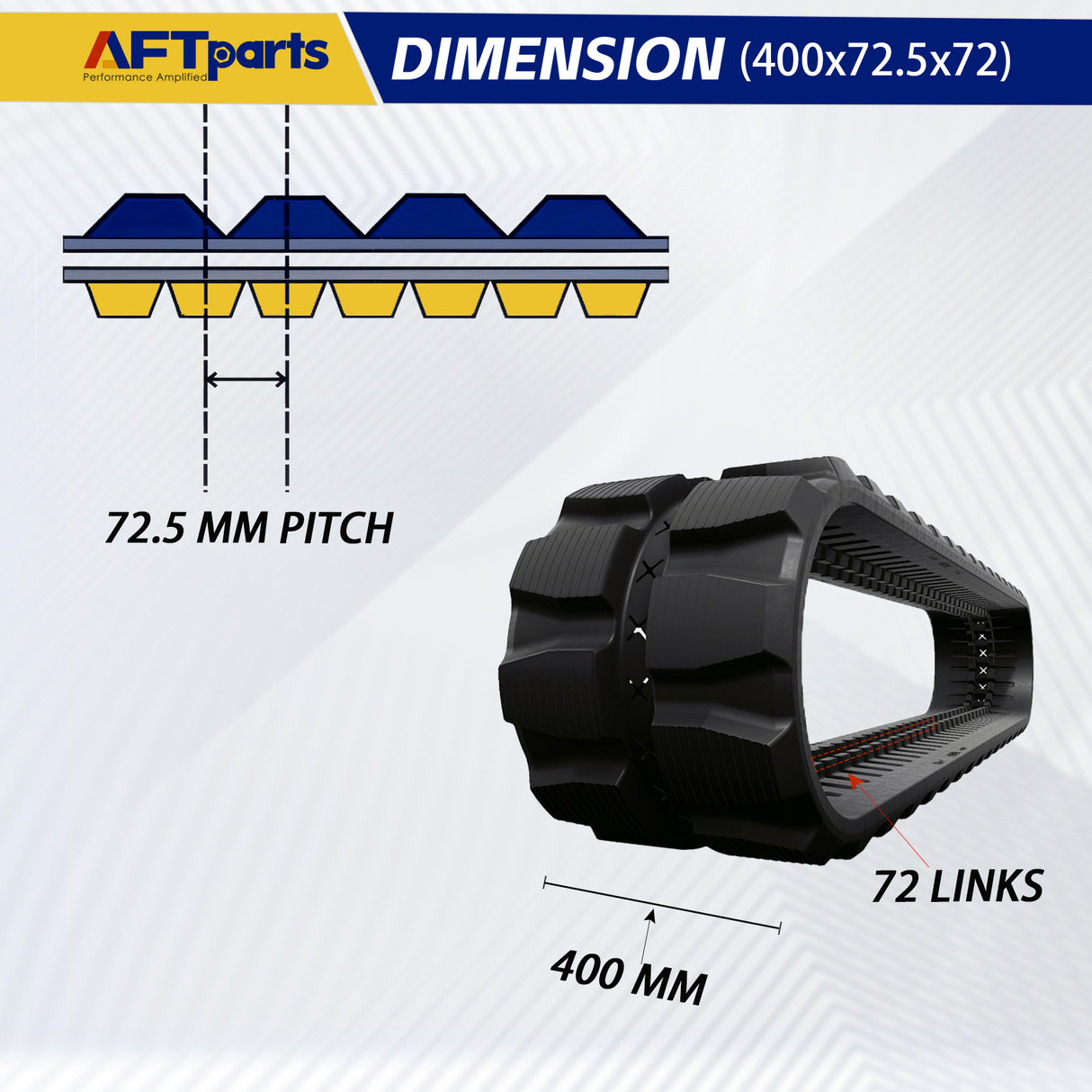 Cat 304, 304.5, 305, MM45T, MM46, MM55SR  ‖ Rubber Tracks ‖ 400x72.5Wx72